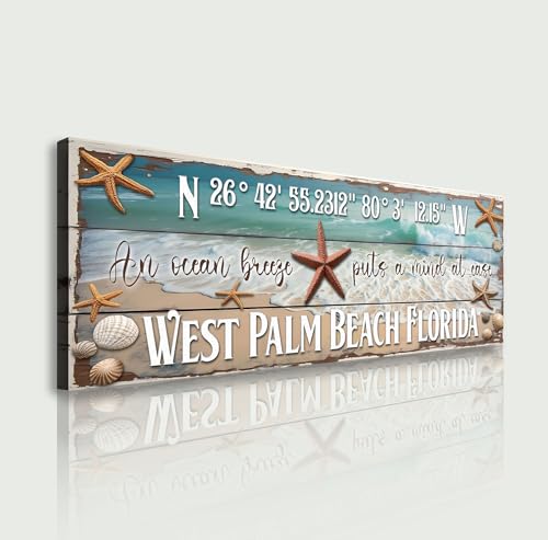 TAILORED CANVASES Personalized Beach House Sign – Custom Made Coastal Signs Wall Decor, Nautical Ocean Art, Lake House Gift, Beach Canvas for Home, Summer Decoration, Coastal Living Accent