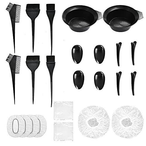 Hair Dye Coloring Kit, 22PCS DIY Beauty Salon Hair Dye Brush and Bowl Tool Set, Hair Tinting Bowl, Dye Brush, Ear Cover, Gloves for DIY Salon Hair Coloring Bleaching Hair Dryers Hair Dye Tools