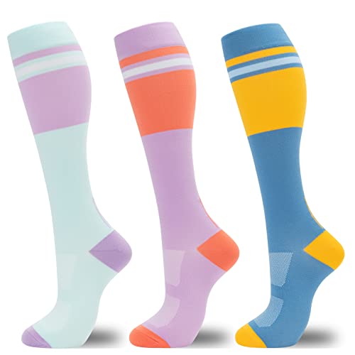 fenglaoda Compression Socks for Women Men 3 Pairs Graduated Compression Support Circulation Socks for Nurses