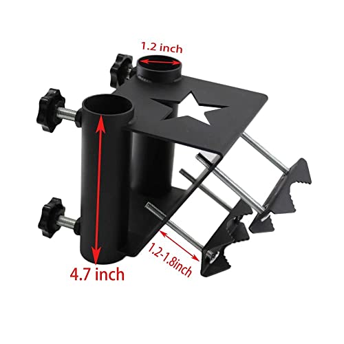 Kswlor Heavy Duty 2 Position Flagpole Mount Bracket For Balcony Railing Truck Flag Pole Holder Clamp,Flag Pole Holder Bracket,Horizontal And Vertical Railings Installation,Strong And Rust Free #TOP2
