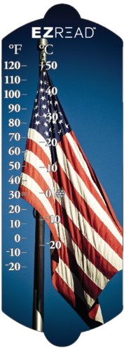 Headwind Consumer Products 840-0042 EZREAD Indoor/Outdoor Thermometer with American Flag, 10