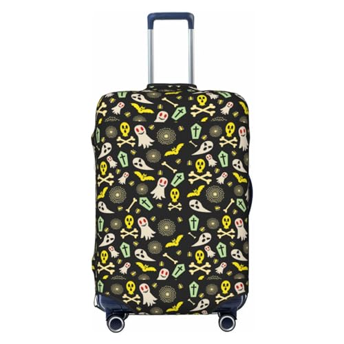 Cartoon Skull Spider Web Print Luggage Covers For Suitcase,Elastic Washable & Stretchable Suitcase Covers For Luggage, Anti-Scratch - Fits 18-32 Inch Luggage-No Luggage Included