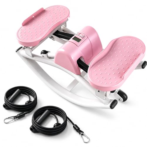 Image of Rock Stepper for Exercise at Home, Rocking Stepper Side to Side with Resistance Bands & Digital Display, 300 LBS Capacity Full Body Workout Low-Impact Knee-Friendly Anti-Slip Side Stepper