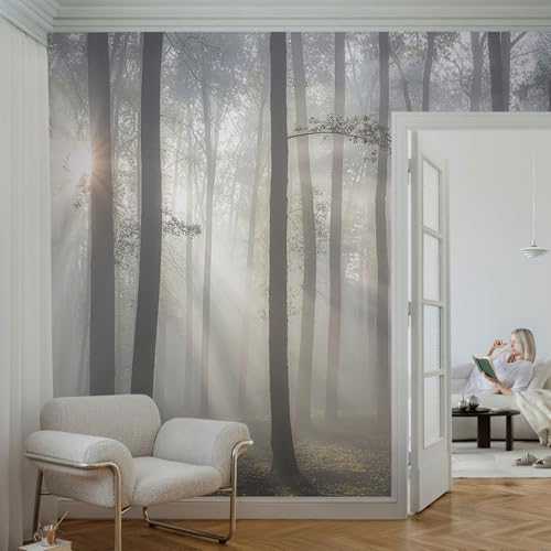 Papier peint adhésif résistant aux taches forêt éthérée pour rénover un mur sale