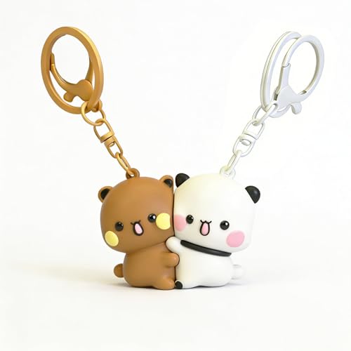 YOKUSHI 2 Pcs Bubu and Dudu Cute Keychains Magnetic Matching Couples Stuff Key Chains for Women Backpacks Boyfriend Girlfriend Valentines Day Gifts