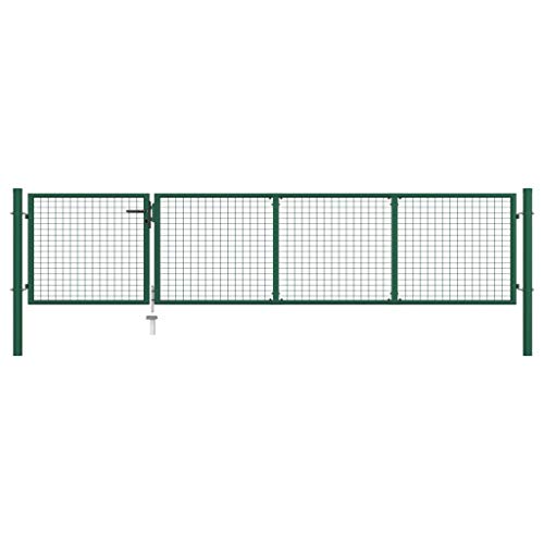 Festnight Doppeltor Gartentor 350x75 cm Doppelflügeltore Metall Einfahrtstor Hoftor Abschließbar Gartentür Zauntor Tür Gartenpforte Pforte Verzinkter Stahl