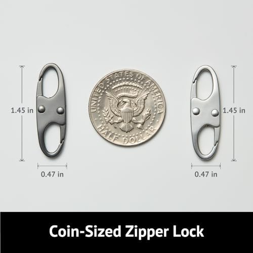 zelin Anti Theft Zipper Clips Double Opening Small Carabiner Clips, 4Pcs Elegant Zinc Alloy Zipper Pull Replacement for Travel, Commuting and Camping (Space Grey)