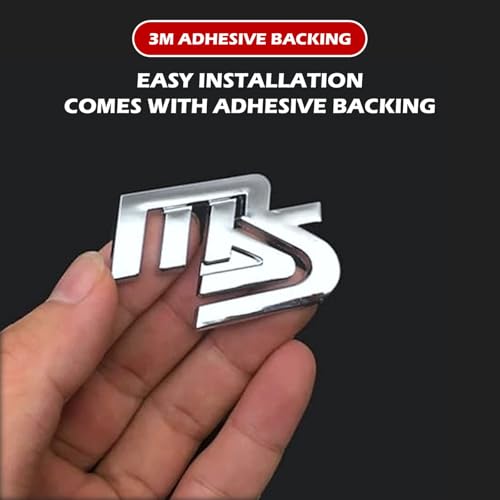 Image of MS Rear Trunk Mazzda Speed Emblem Decor Badge Decal Compatible with Full Range of Mazzda 3 6 CX MX Miata, etc (M-S Chrome)