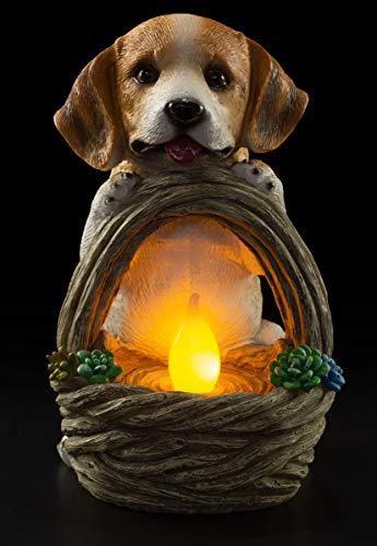 Vp Home Puppy Dog With Basket Solar Powered Led Outdoor Decor Garden Light Dog Statue, Solar Powered Garden Light, Christmas Gifts For Outside Patio Lawn Ornament #TOP1