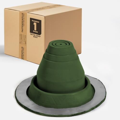 Image of Fasteners Plus #1 Round EPDM Metal Roof Pipe Flashing Boot (Fits 1 /4 inch - 2-1 /2 inch Pipe OD), Dark Green