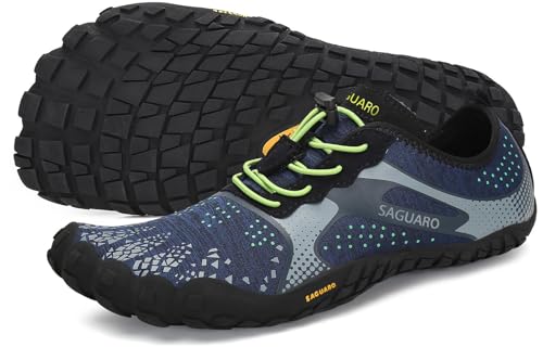 SAGUARO Hombre Mujer Barefoot Zapatillas de Trail Running Minimalistas Zapatillas de Deporte Fitness Zapatos Descalzos para Correr en Montaña Escarpines de Agua, Azul Marino, 42 EU