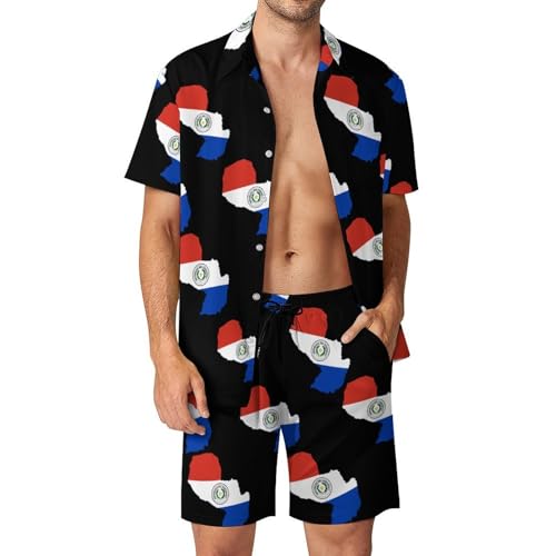 Conjunto de ropa de Paraguay para hombre, ropa fresca de verano con mapa y bandera