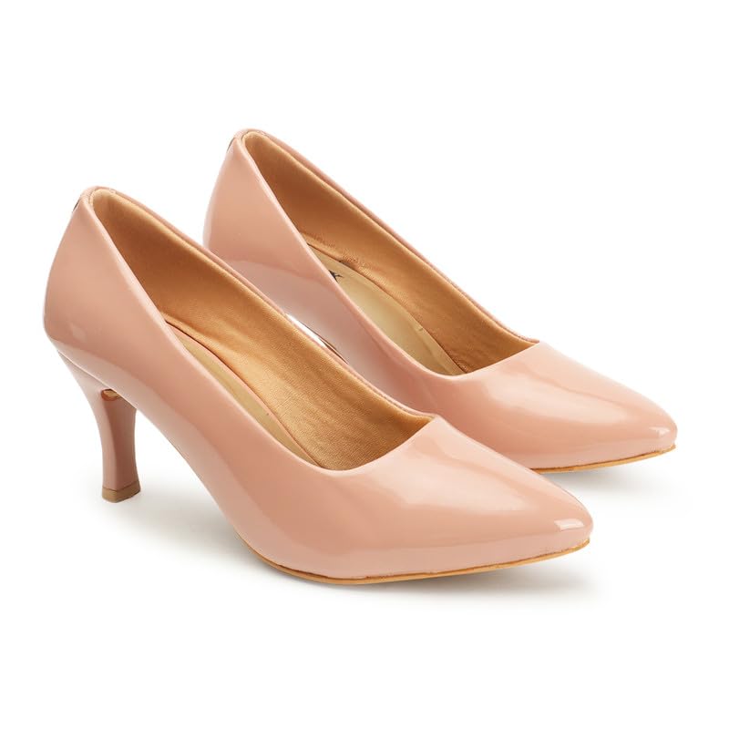 Xnx Footwear Womens Patent Fashion Pencil Heel Closed Back Casual Fancy Bellies Solid Comfortable Sole Women Choice (Color:-Peach,Size:-36) (B0CW1SYYZW) Amazon Price History, Amazon Price Tracker