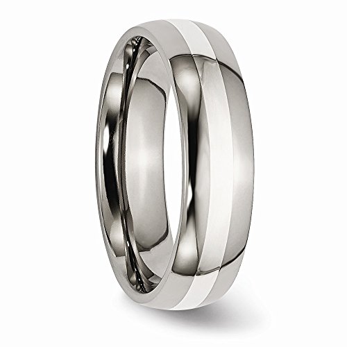 Diamond2Deal Titanium and Sterling Silver 6mm Wedding Band Ring For Men4