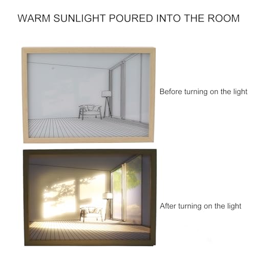 LED照明付きウォールアート、3色調光可能なLEDライトデコレーション付きシャドウフォトフレーム絵画、寝室・リビング・オフィス向けフレーム入りキャンバスウォールアート (モデル2) [3]