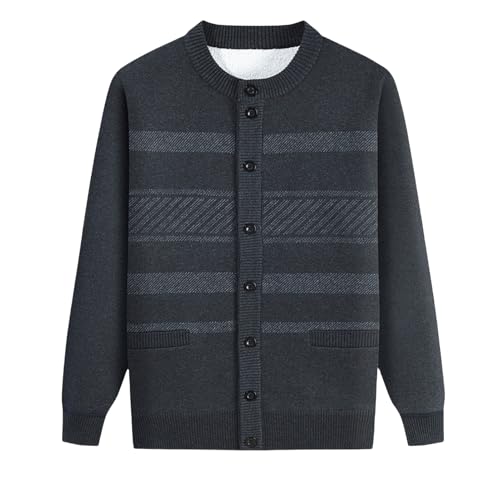 Cardigan pour homme en tricot chaud doublé polaire veste d'hiver