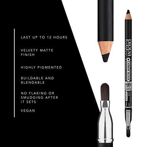 Pippa Of London Black Thunder Velvet Soft Powderliner Long Lasting Black Eyeliner Pencil & Eyeliner Brush Combination - Soft Finish Eye Pencil Liner - Water Resistant Eyeliner With Blending Brush #TOP2
