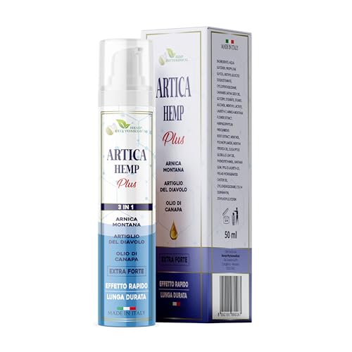 HEMP PHYTOMEDICAL Artica Hemp Plus. Crema Extra Fuerte para Músculos y Articulaciones. Con Árnica, Harpagofito y Aceite de Cáñamo. 50 ml