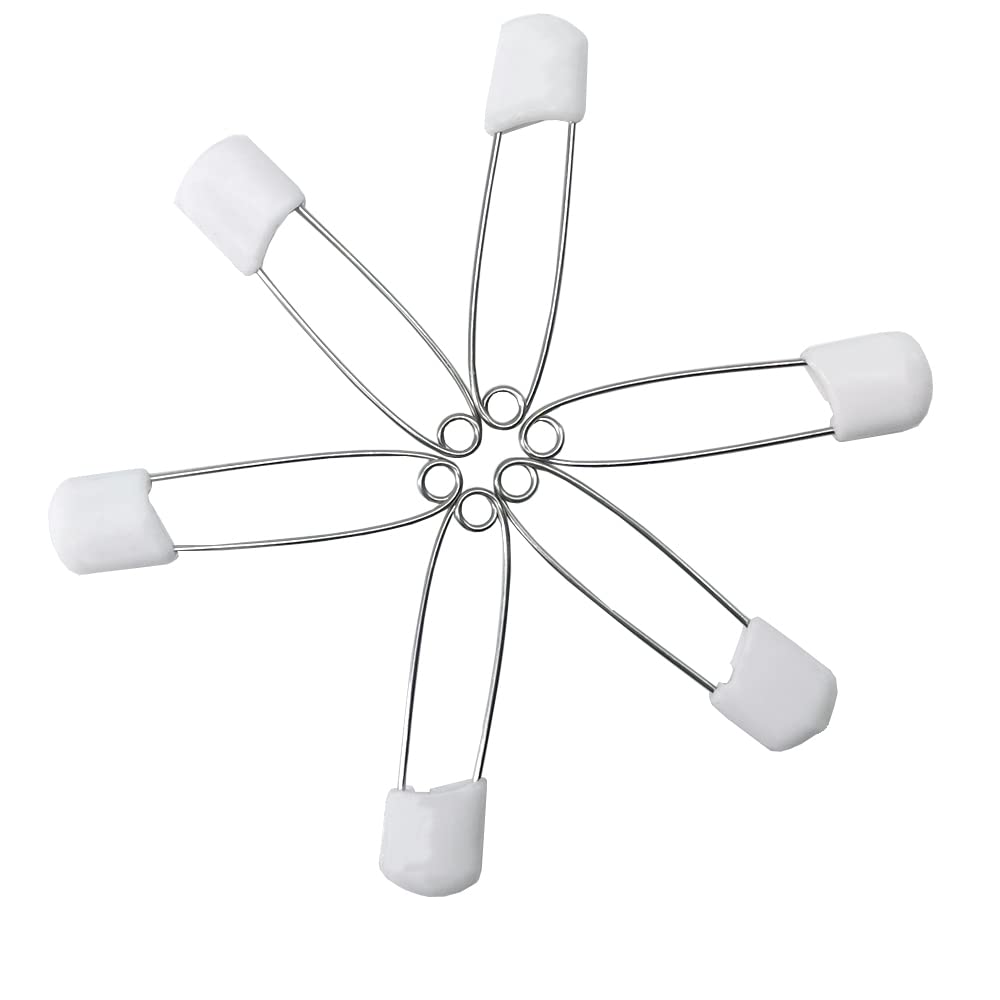 Spille di sicurezza in plastica 2,2 pollici per pannolini con chiusura a scatto (bianco)