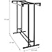 MyGift Black Stainless Steel Freestanding Garment Rack, Heavy Duty Double Rod Clothes Rack Clothing Hanger Stand with Storage Display Shelf