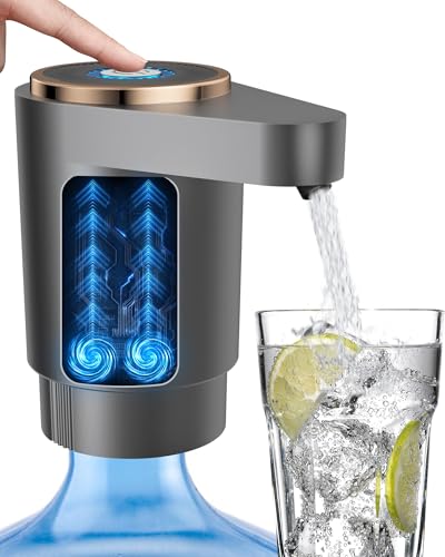 Cozycharm Water Jug Pump for 5 Gallon Bottle – Portable Electric USB-C Charging Dispenser, Dual Powerful Motors, Fast Flow, Fits 2-5 Gallon Jugs – Ideal for Home, Office, Camping, RV, Gray