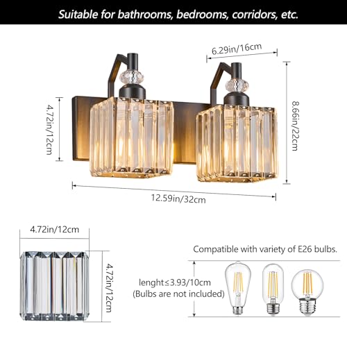 Image of 2 Light Bathroom Vanity Light Modern Black Vanity Light Fixtures Bathroom Light Fixtures Over Mirror Crystal Vanity Lighting Fixtures