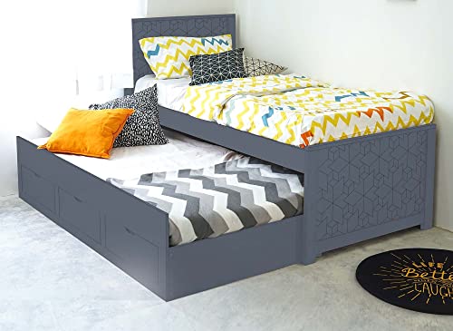 Deco In Paris Cama nido con cajones de madera gris Enora 90 x 190 cm