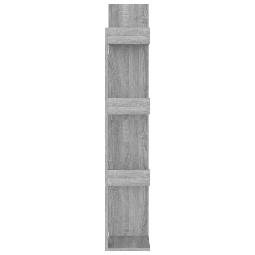 Librería en forma de árbol 48 x 25,5 x 140 cm gris Sonoma madera diseño moderno con soporte de pared ahorra espacio para sala de estar, oficina, dormitorio, pasillo
