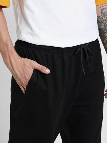 Image of Veirdo 100% Pure Cotton Regular Fit Mid Rise 2 Pocket Trackpants for Men (Available in Black, Brown, Navy, Olive, Eiffel Tower Colors)