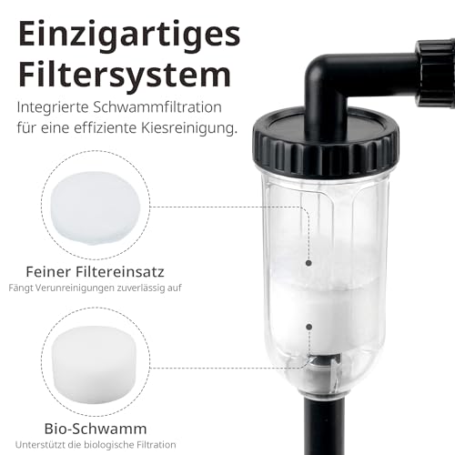 NICREW 3-in-1 Mulmsauger Elektrisch, Aquarium Reiniger für Kies und Sand mit Wasserwechsel, Zubehör für Mittelgroße und Große Aquarien, 16 W, 800 L/H