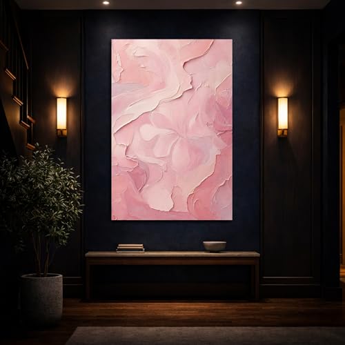 Impression sur toile rose de qualite premium avec châssis epais de 3cm