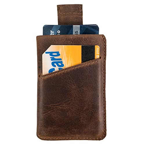 Hide & Drink Vertical Card Sleeve, Holds Cards & Folded Bills, Full Grain Leather, Handmade, Bourbon Brown4