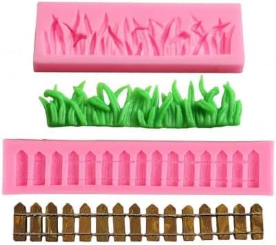 3D Grass Fence for Fondant Silicone Mold, Garden Picket Cake Decoration Fence Fondant Mold for Cake Decoration, Cupcake Topper, Polymer Clay, Candy,