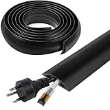 10 FT Floor Cord Cover, Cord Covers for Wires on Floor, Cord Protector, Floor Cable Cover, Hide Extension Cord Covers for Floor, Cable Cavity: 0.47' (W) x 0.29' (H), Black