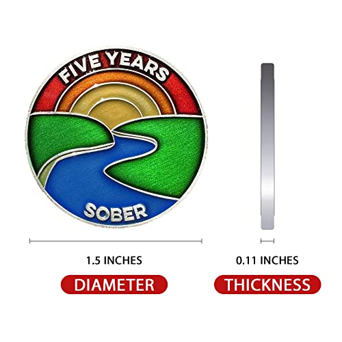 Image of The Achieve Mint 5 Years Sober Chip | Five Year Sober Token | Non-AA Gift, Non-Religious Medal for Women & Men Celebrating Their Sobriety