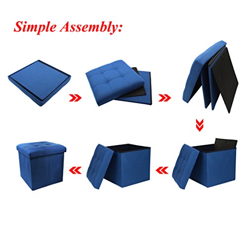 Wonenice Folding Storage Ottoman Cube Foot Rest Stool Seat- 15" X 15" #TOP7