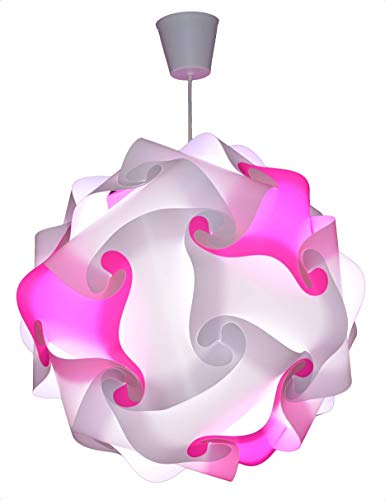 CREATIV LAMP - Suspension Luminaire - Lustre Chambre Prêt à Être Branché | Abat-Jour à Suspendre au Plafond| | Pour Décoration Salon, Chambre Enfants, Ado, Adultes - Ø34 cm - Mix Rose
