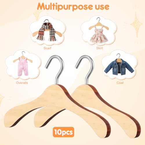 Cintres en bois de qualité pour dressing et garde-robe de poupée 10cm