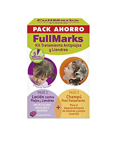 FullMarks Loción Antipiojos para Niños con Lendrera, Sin Pesticidas, Inoloro e Incoloro - 150 ml x 2