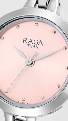 Image of Titan Raga Quartz Analog Pink Dial Metal Strap Watch for Women-NS2576SM01 /NT2576SM01