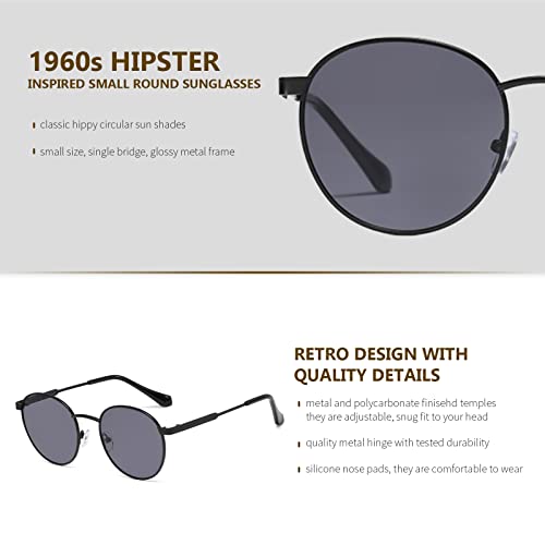 Freckles Mark 60s Vintage Retro Lennon's Round Sunglasses for Women Men Gold Metal Small Circle Hippie Glasses4