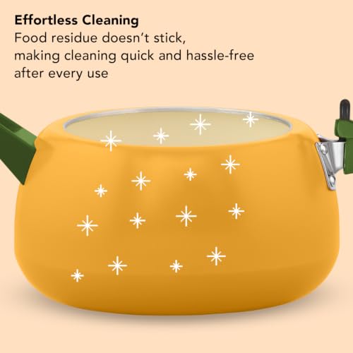 Image of Hawkins 5 Litre Ceramic Coated Cerenity Pressure Cooker | Induction & Gas | for Cooking Rice, Dal & Curries | 5 Year Guarantee, ISI Certified | Mustard Yellow (ICY50)