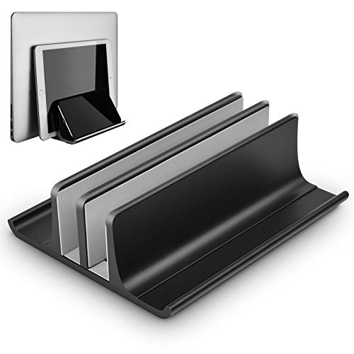 Verstellbarer vertikaler Laptop Ständer mit platzsparendem und rutschfestem Design, Laptopständer doppelplatzer Ständer für Laptops, Notebooks oder