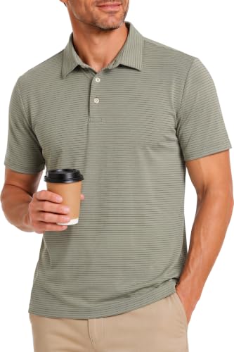 Camisetas polo para hombre KYKU, de manga corta con rayas, tejido transpirable y elástico, ideal para golf, oficina y uso diario
