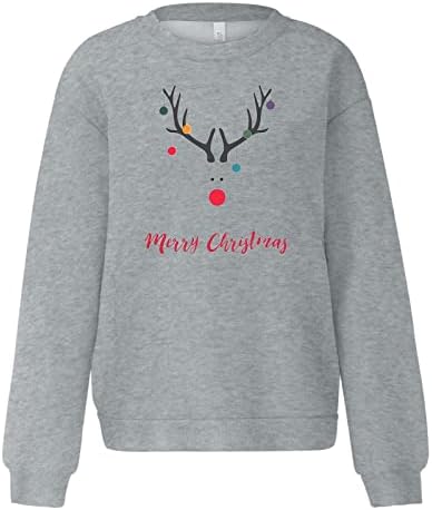 HAOLEI Women Christmas Jumper,Funny Graphic Reindeer Santa Xmas Jumper Sweatshirt Crew Neck Long Sleeve Pullover Tops Blouse Christmas Shirt Ladies UK