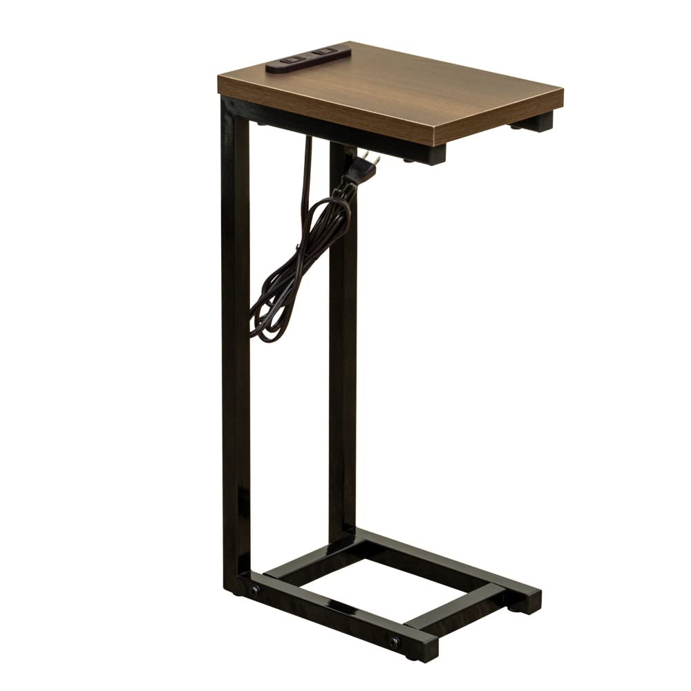 ダークブラウン サイドテーブル 電源コード付き キャスター付き Amazon｜サイドテーブル コンセント付 木製 テーブル Alta