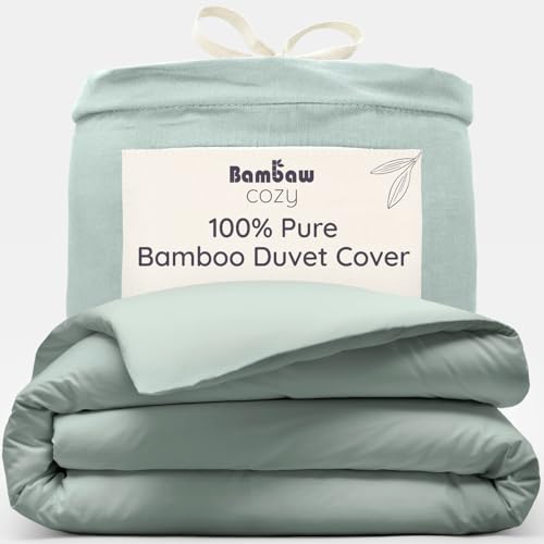 Bambaw Bamboo Duvet Cover Single, 135x200 cm, Cold Sheets for Sleeping, 100% Bamboo Sheets, Hotel Quality Bed Linen Single, Hypoallergenic & Antibacterial Cooling Duvet Cover 135x200 cm (Sea Glass)