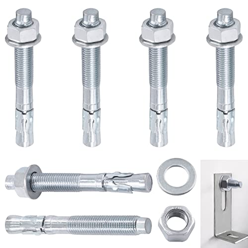 Swpeet S1942 6Pcs 3/4 Inch X 6-1/4 Inch Zinc Plated Heavy Duty Wedge Anchor Assortment Kit, Carbon Steel Screws And Lag Bolts Wedge Anchor Fastener Perfect cover