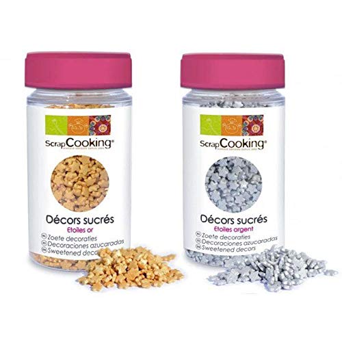 Cake decorations kit - silver & golden stars