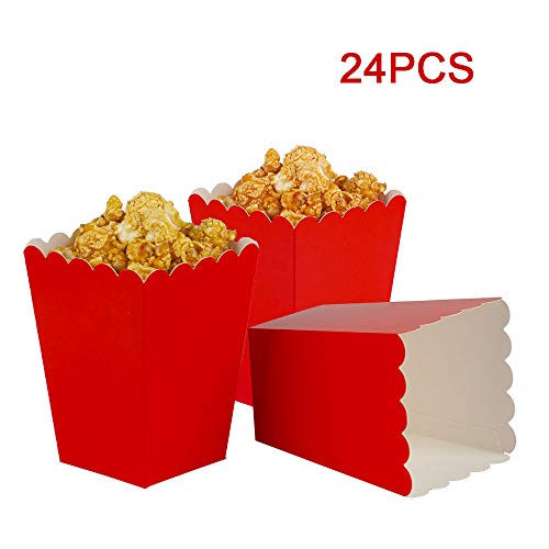 Image of AimtoHome Red Popcorn Boxes Mini Pack of 24, Paper Popcorn Container for Birthday Party, Graduation, Wedding, Carnival, Movie Night
